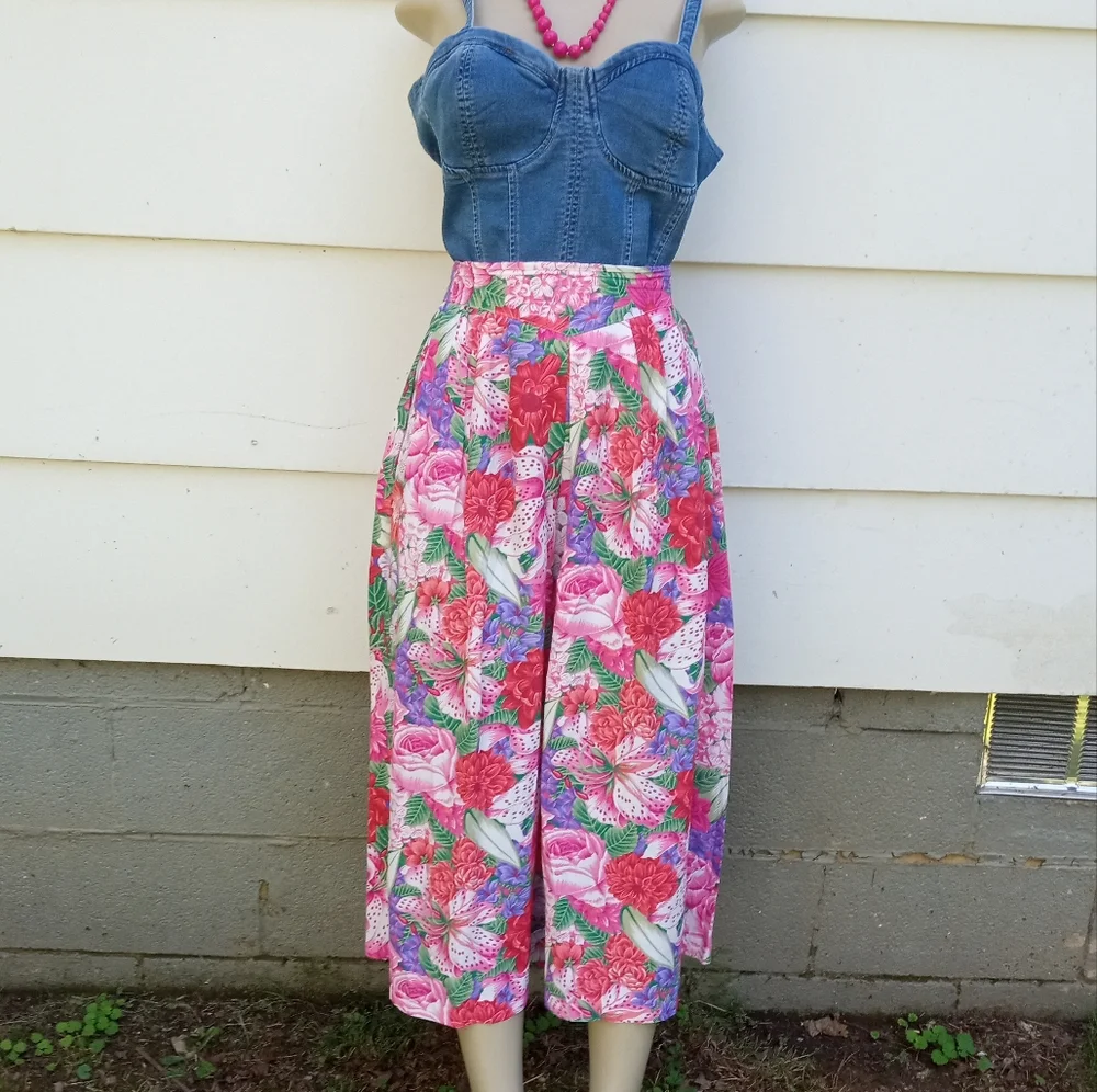 Vintage Plus Size Floral Print Skirt - Picture 4 of 7
